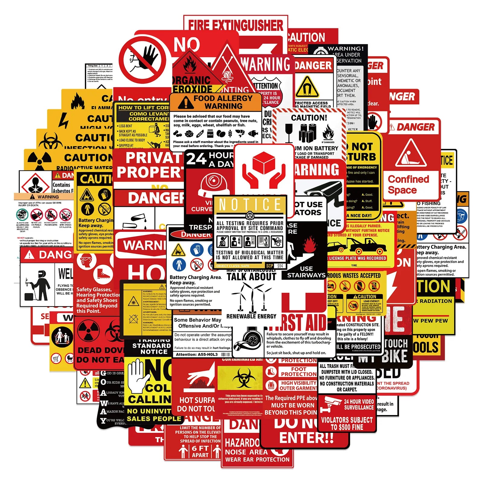 Warning Sign Stickers 10/30/75PCS Graffiti Decals DIY Laptop Phone Car Wall Door (ONLINE ORDER ONLY)