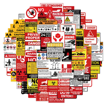 Warning Sign Stickers 10/30/75PCS Graffiti Decals DIY Laptop Phone Car Wall Door (ONLINE ORDER ONLY)