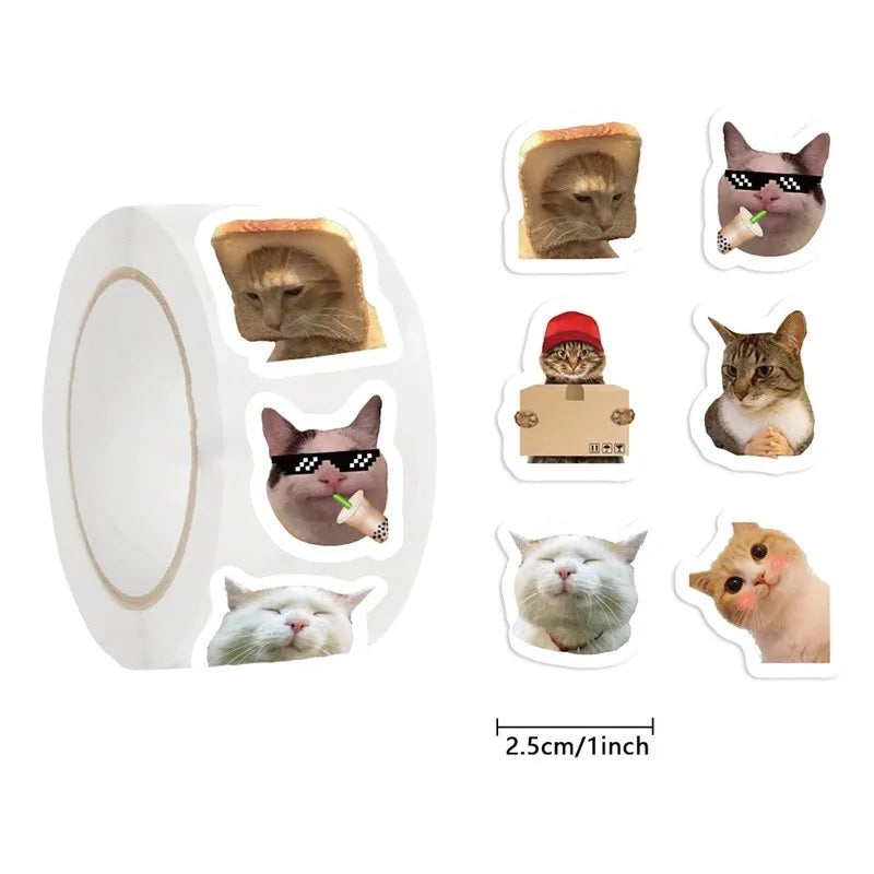 500PCS Kawaii Crazy Cat Sticky Paper Sticker Labels Thank You Sticker Sealing DIY Decoration Scrapbooking Stationery Supplies (ONLINE ORDER ONLY)