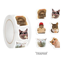 500PCS Kawaii Crazy Cat Sticky Paper Sticker Labels Thank You Sticker Sealing DIY Decoration Scrapbooking Stationery Supplies (ONLINE ORDER ONLY)
