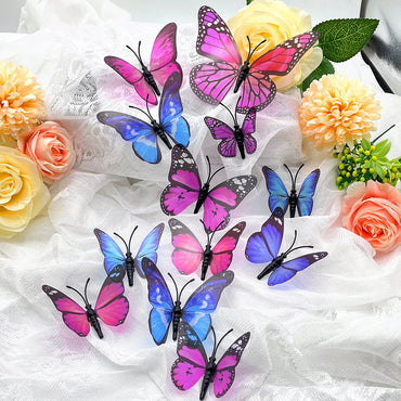 12 Blue Purple 3D Butterfly Wall Stickers Self-Adhesive Home Decor (Online Order Only)