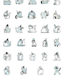 10/30/54PCS Cat Wearing a Hat Stickers Cute Cartoon Graffiti Kawaii Cat Sticker DIY Animal Decals Luggage Laptop Phone Guitar (Online Order Only)