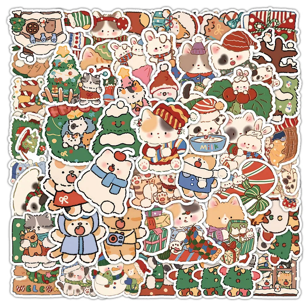 Kawaii Christmas Animal Stickers Decals for Laptop Phone Suitcase Fridge (ONLINE ORDER ONLY)