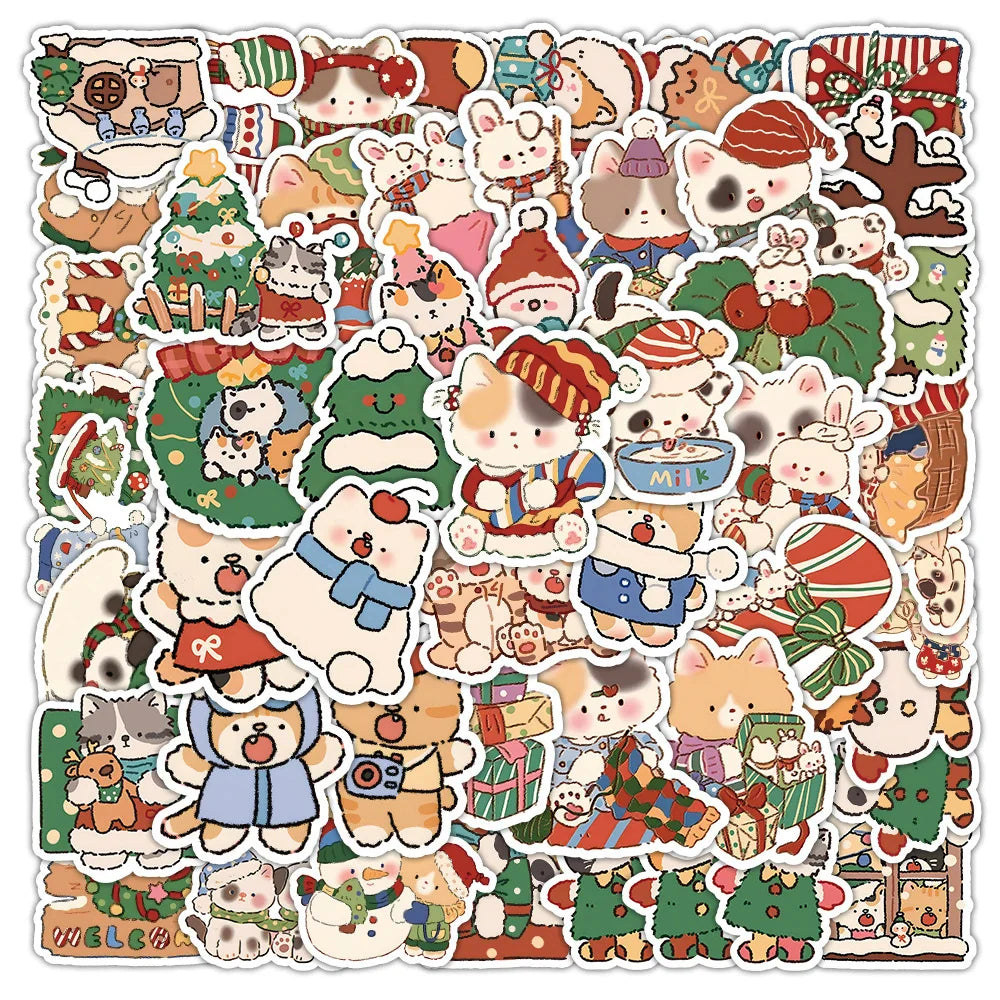 Kawaii Christmas Animal Stickers Decals for Laptop Phone Suitcase Fridge (ONLINE ORDER ONLY)