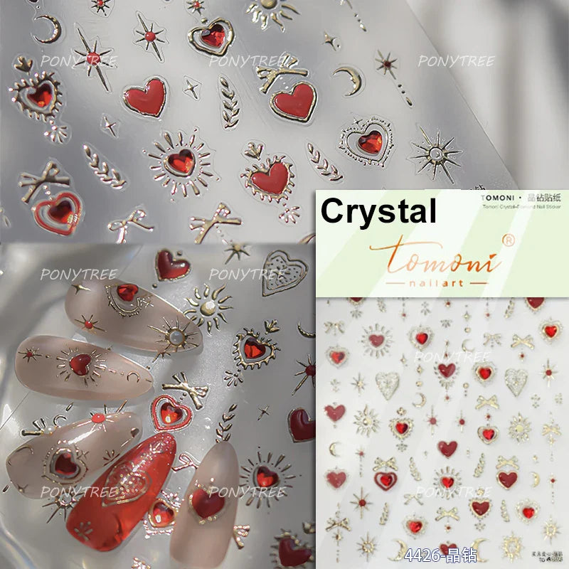 Black Punk Star Heart Laser Stroke Dark Wind Sexy Water Droplet Delicate Adhesive Nail Art Decorations Stickers Manicure Decals (ONLINE ORDER ONLY)