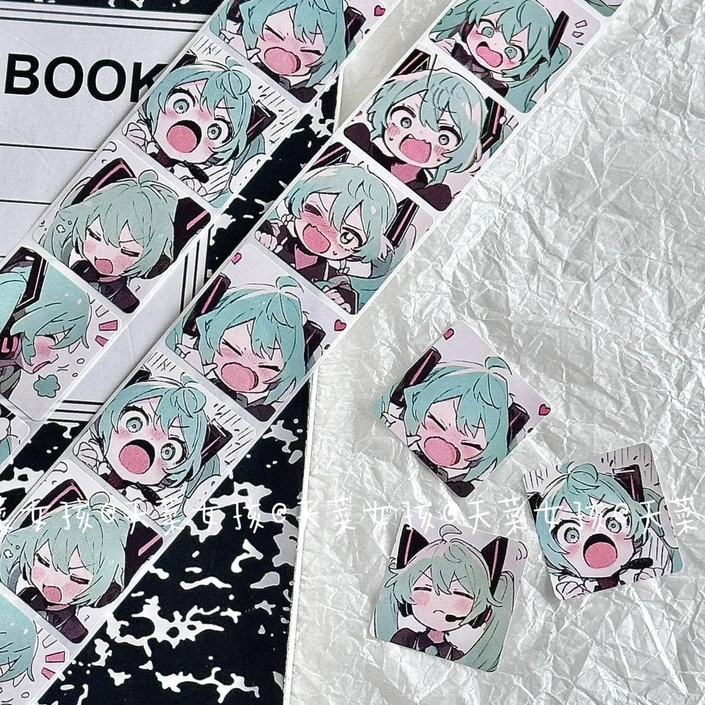 New500PCS Japanese Classic Anime Hatsune Miku Roll Sticker Handbill Material Cute High Appearance Level Envelope Sealing Sticker (ONLINE ORDER ONLY)