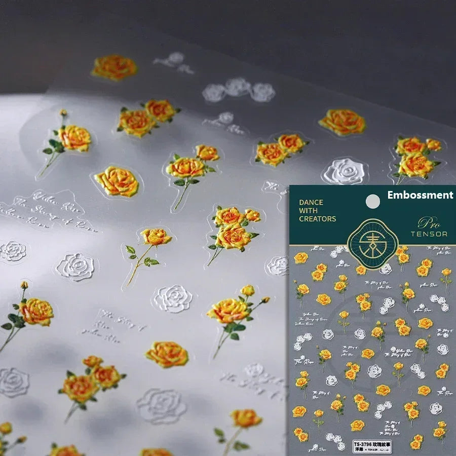 Hummingbird Iris Butterfly Peony Rose Tulip Daisy Lily Flowers Morning Glory Pearl Rhinestones Nail Art Sticker Decoration Decal (ONLINE ORDER ONLY)