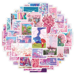 10/50pcs Kawaii Japanese Anime Cherry Blossoms Sakura Poster Stickers Scenery Decals Fridge Travel Luggage Laptop Phone Sticker (ONLINE ORDER ONLY)