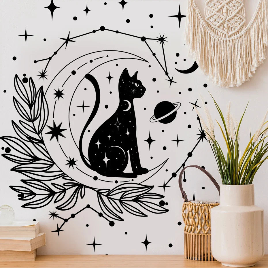 Cartoon Cat Butterfly Moon Star Wall Sticker Vinyl Art Decor for Kids Room (ONLINE ORDER ONLY)