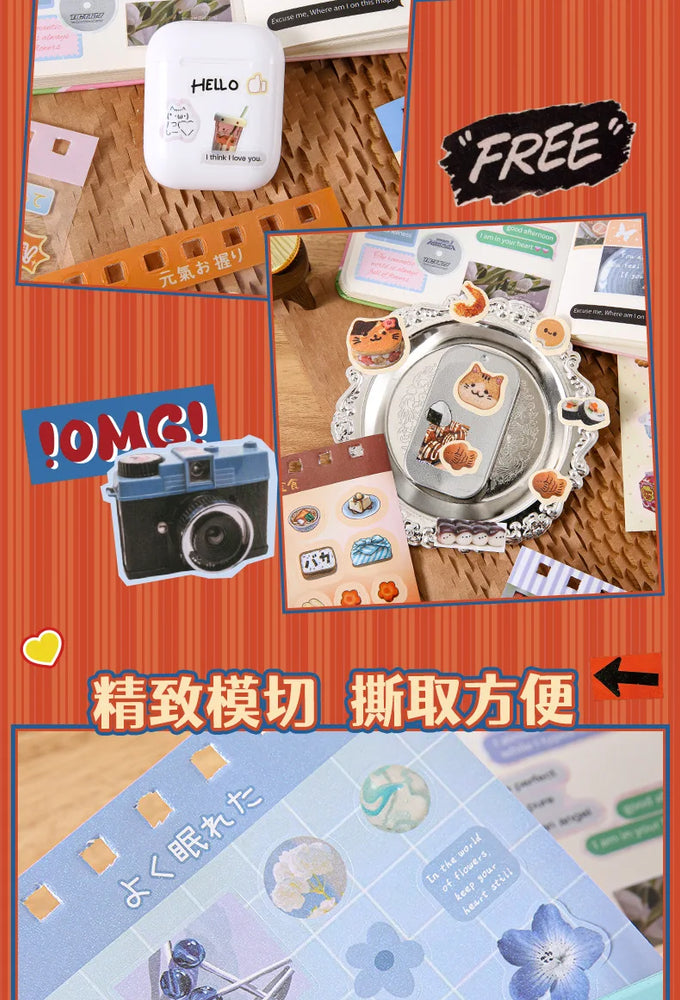 45 Sheets 4 Various Styles of Sticker Books Cute Cut Film Sticker Journal Handbook Scrapbooking Kawaii Decoration Sticker Gift (ONLINE ORDER ONLY)