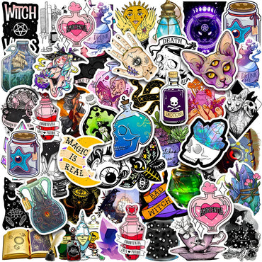 10/30/50pcs Cool Art Gothic Magic Apothecary Witch Crystal Stickers Skateboard Motorcycle Car Laptop Funny Sticker Decal Kid Toy (ONLINE ORDER ONLY)