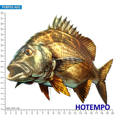 20cm Big Size Marine Life Deep Sea Fish Laser Style Waterproof Stickers for Fisherman Boat Luggage Laptop Motorcycle Car Sticker (Online Order Only)