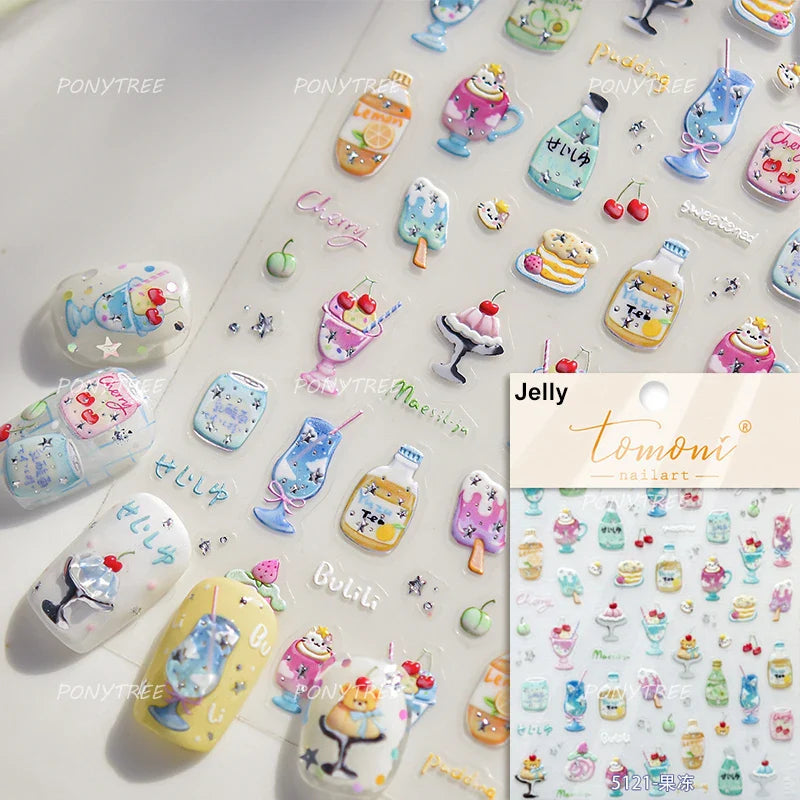 Summer Beach Bikini Watermelon Duck Cat Ice Cream Shell Coconut Tree Cherry Starfish Sunglasses Nail Art Sticker Manicure Decals (ONLINE ORDER ONLY)