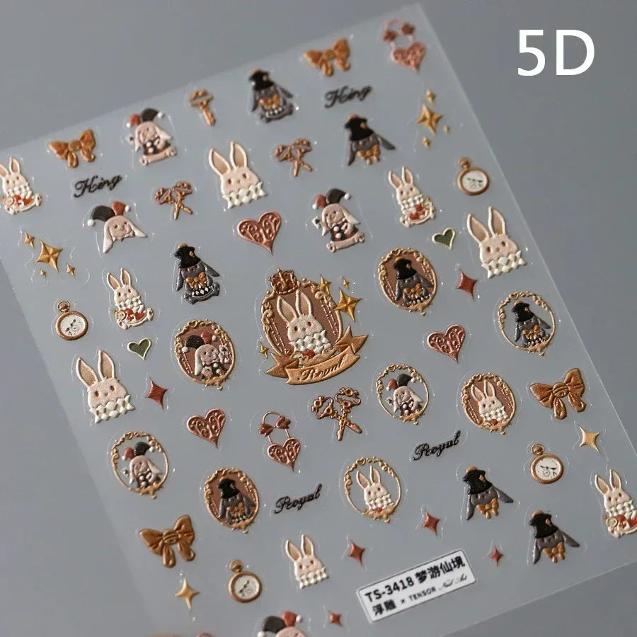 Cute Cat Eye Fishbone Animals Leopard Cat Ginger Cat Kitten Exclamation Point Paw Self Adhesive Nail Art Sticker Manicure Decals (ONLINE ORDER ONLY)