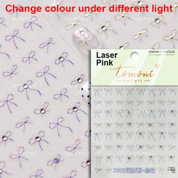 Shiny Pink Silver Gold Bowknot Tie Line Mini Delicate 3D 5D Self Adhesive Nail Art Stickers Embossment Rhinestone Manicure Decal (Online Order Only)