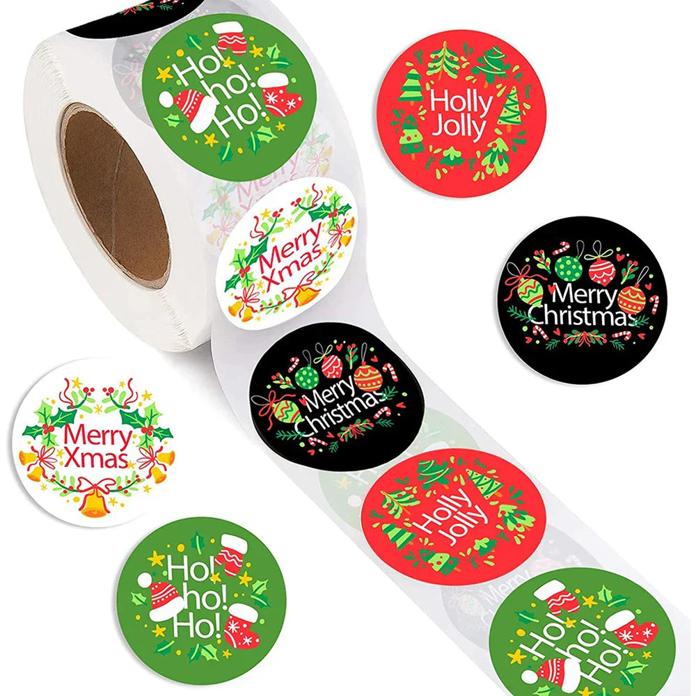 100-500Pcs Christmas Tree Candy Stickers 1inch Christmas Holiday Decor Sealing Label for Small Business Packaging Gift Decor (ONLINE ORDER ONLY)