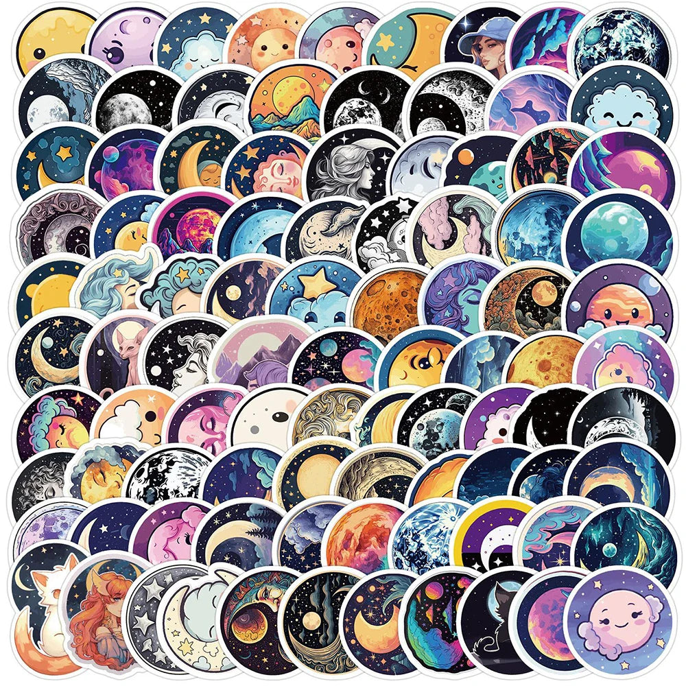 Cartoon Magic Moon Aesthetic Stickers - Waterproof Decals for Laptop, Motorcycle, Luggage, Kids Toys (10/30/50/100pcs) (Online Order Only)