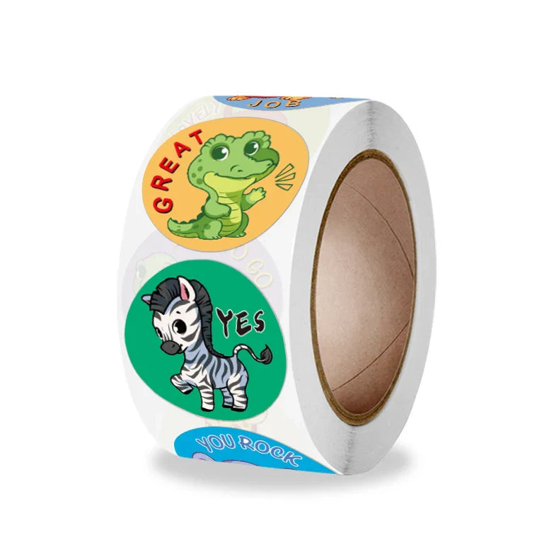 100-500pcs Stickers For Kids Teacher Reward Stickers Animal Design For School Game Baby Training Sticker Award Praise Gift (Online Order Only)