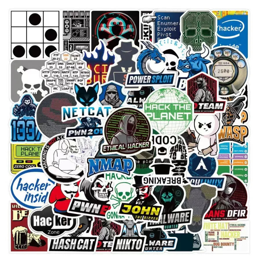 50PCS Hacker Programming Network Cool Stickers for Luggage Skateboard Laptop Motorcycle Toys Helmet Car Sticker (Online Order Only)