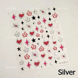 Red Sexy Love Heart Flower Hot Stamping Wing Star Moon Bowknot Sun Punk Adhesive Nail Art Decorations Stickers Manicure Decals (ONLINE ORDER ONLY)