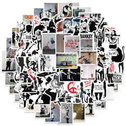 50Pcs Banksy Stickers banksy art graffiti Stickers for DIY Luggage Laptop Skateboard Motorcycle Bicycle Sticker (ONLINE ORDER ONLY)