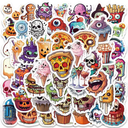 50PCS Halloween Horror Stickers Waterproof for Phone, Helmet, Bottle, Luggage (Online Order Only)
