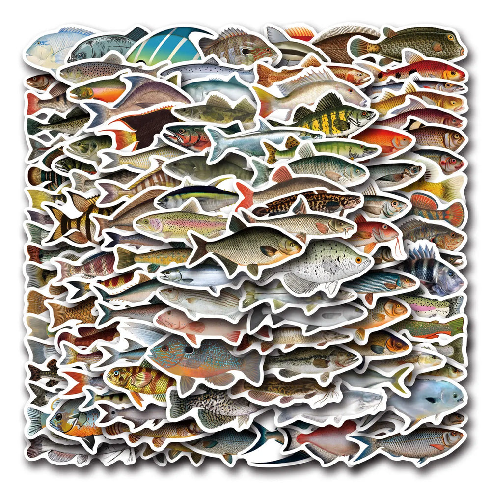 Realistic Fish Graffiti Stickers: Aquatic Animal Decals for Kids, Luggage, Laptop, Guitar, Car, Bike, Skateboard (10/30/50/110PCS) (ONLINE ORDER ONLY)