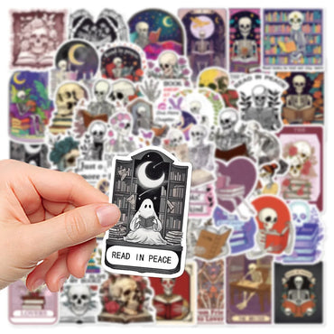 10/50pcs Funny Gothic Skull Book Reading Graffiti Stickers Kindle Students School Season Gifts Scrapbooking Notebooks Sticker (Online Order Only)