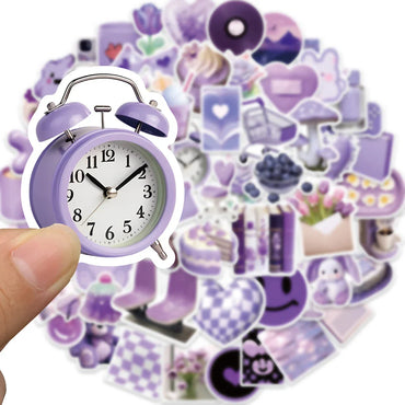 10/30/50PCS Cartoon Purple Stickers Graffiti Ins Style Cute Decals Skateboard Phone Notebook Fridge Bike Car PVC Waterproof Toys (ONLINE ORDER ONLY)