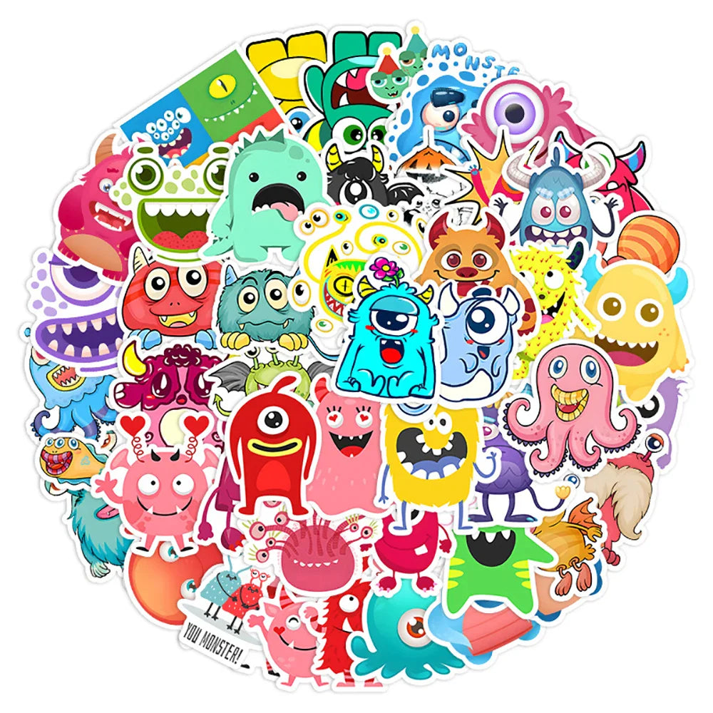 10/30/55PCS Cartoon Little Monster Graffiti Stickers For Kids DIY Notebooks Suitcase Laptop Stationery Car Waterproof Decals Toy (ONLINE ORDER ONLY)