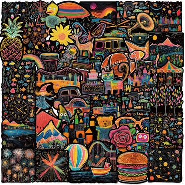 53Pcs Cartoon Stickers Kawaii Waterproof for Laptop Guitar Suitcase Bike Car Motorcycle Kids Toy (ONLINE ORDER ONLY)