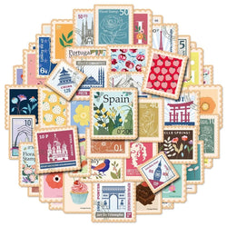 Vintage Stamp Stickers 10/25/50pcs for Scrapbook, Notebook, Phone, Laptop, Luggage, Refrigerator (ONLINE ORDER ONLY)
