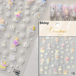 Dressy Embossment Colorful Gradient Snowflakes Laser Silver Christmas Tree Winter Bowknot Santa Nail Art Stickers Manicure Decal (Online Order Only)