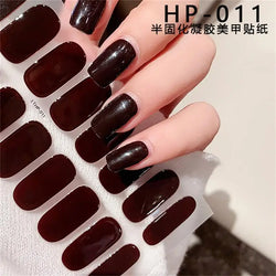 Nude Pink French Semi-Cured Gel Nail Patch Slider Adhesive Waterproof Long Lasting Full Cover Gel Nail Sticker UV Lamp Needed *^ (ONLINE ORDER ONLY)