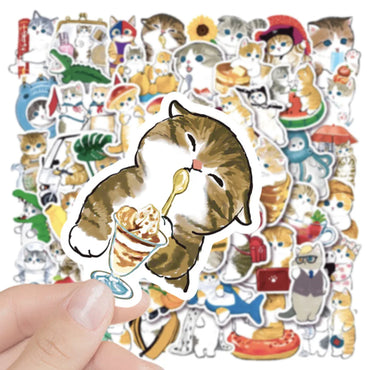 10/30/50PCS Cute Cartoon Cats Stickers Toys Kawaii Animal Decal Gift DIY Phone Laptop Bike Scrapbook Suitcase Waterproof Sticker (ONLINE ORDER ONLY)
