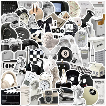 10/30/61PCS Simple Sculpture PVC Graffiti Sticker Sticky Aesthetic Decorative Scrapbook DIY Child Phone Stationery Supply (Online Order Only)
