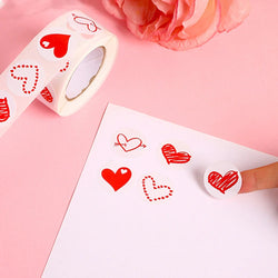 100-500pcs 1inch Red Heart Stickers for Valentine's Day New Baking Packaging Sticker Envelope Seals Love Decorative Stickers (ONLINE ORDER ONLY)