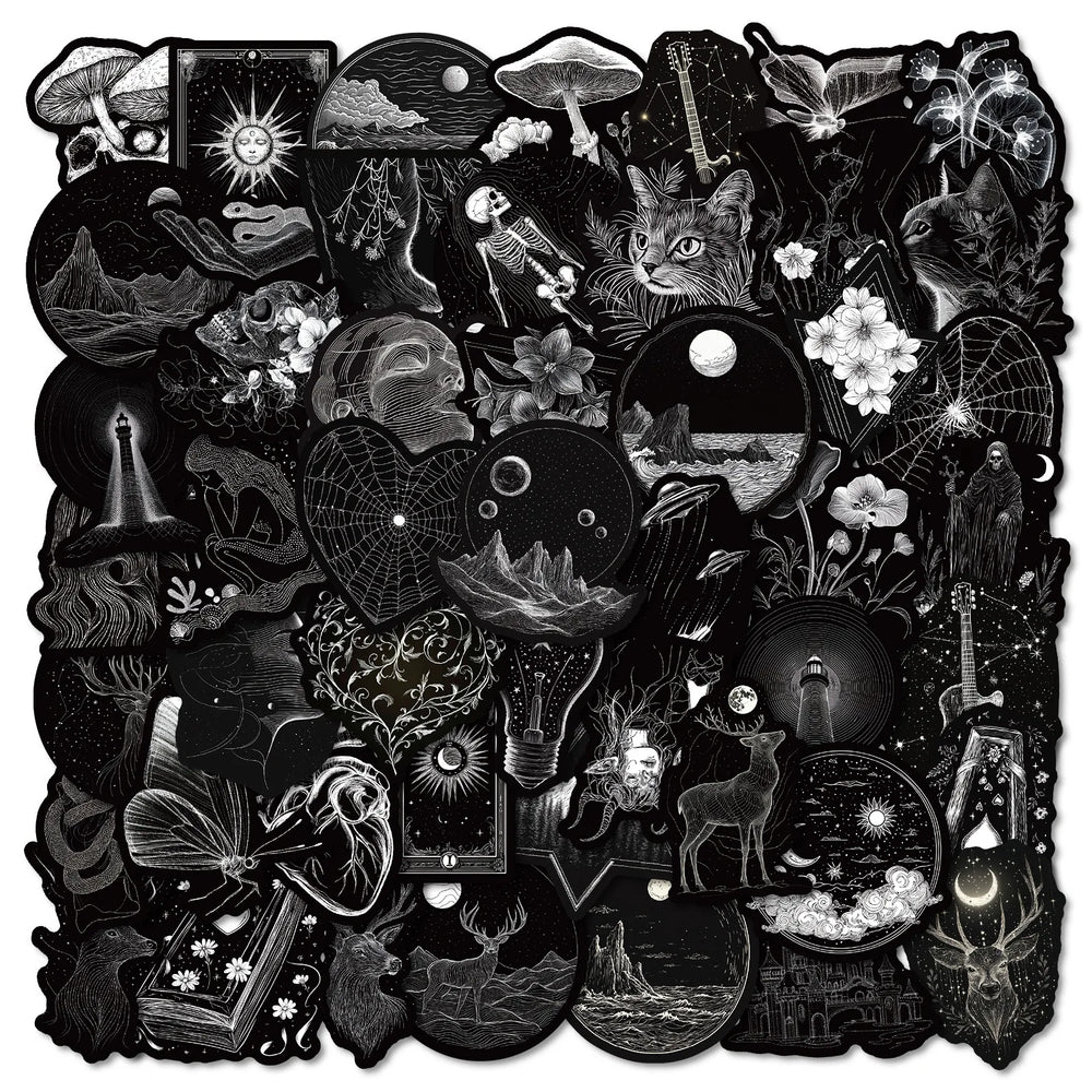 50pcs Black Series Graffiti Stickers for Helmet, Desktop, Wall Decoration (Online Order Only)