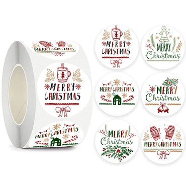 100-500pcs Merry Christmas Sticker Holiday Party New Year Decoration Gift Box Seal Sticker Baking Label Packaging Sticker (ONLINE ORDER ONLY)