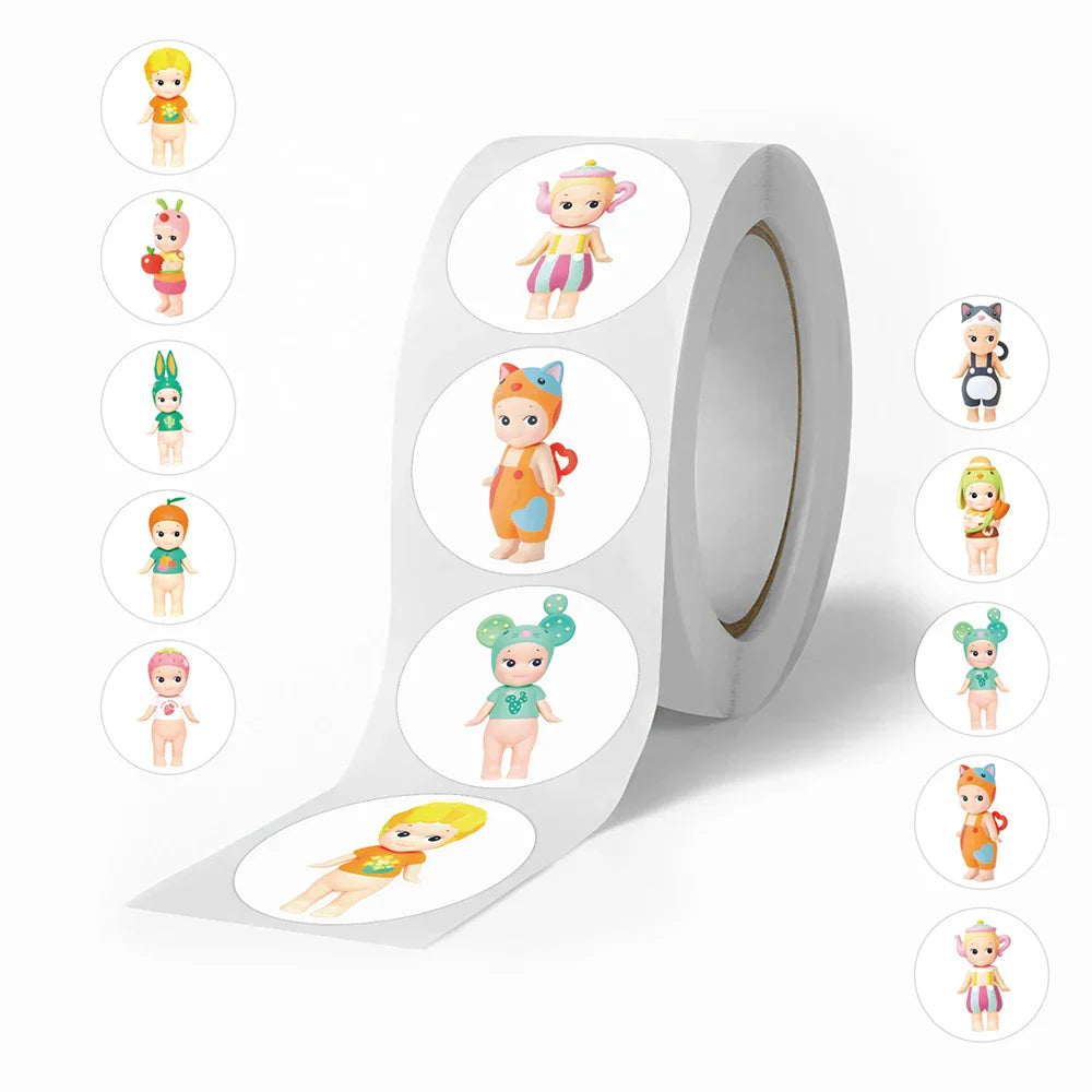 500Pcs/Roll Sunny Angel Kawaii Baby Stickers Cute Character Decoration for Stationery Phone Laptop (ONLINE ORDER ONLY)