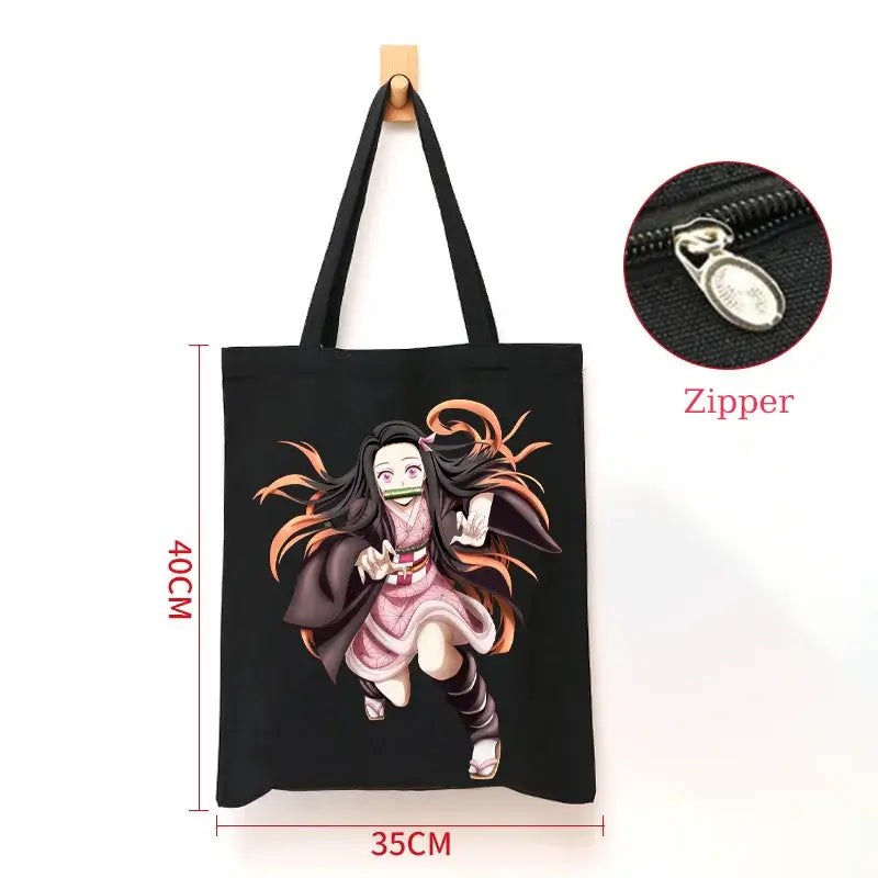 Demon Slayer Canvas Bag: Nezuko & Tanjiro Zipper Tote (ONLINE ORDER ONLY)