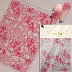 Dreamy Lace Rose Flower Fabric Art Tender Gauze Gird Pearl Pendant Irregular Pattern Nail Art Stickers Decoration Manicure Decal (ONLINE ORDER ONLY)