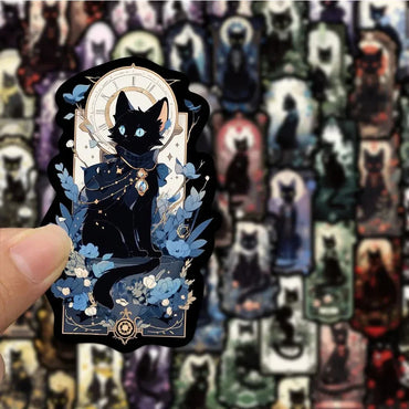 10/30/50pcs Gothic Dark Black Cat Moon Aesthetic Stickers Cool Goth Decals Skateboard Laptop Phone Car Decoration Sticker Toys (ONLINE ORDER ONLY)