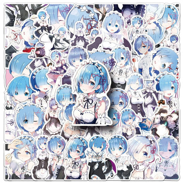 10/30/51PCS Re:Life in a different world from zero Stickers Rem Cartoon Sticker Laptop Phone Guitar Car Bike Skateboard Decals (Online Order Only)