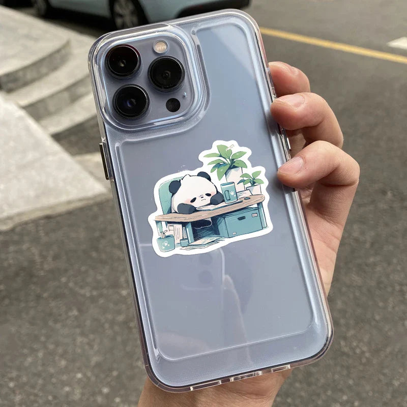 50pcs Diary Life Panda Cartoon Graffiti Stickers Decorative Guitar Phone Stationery Vinyl Animal Sticker Kawaii Kid Toy ﻿ (ONLINE ORDER ONLY)