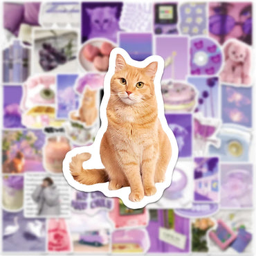 10/30/50PCS Cute Cartoon Purple Stickers Ins Style Decals PVC Waterproof Graffiti DIY Suitcase Notebook Suitcase Guitar Bike Toy (ONLINE ORDER ONLY)