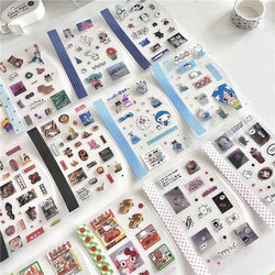 18Pc Set Japanese Y2K Cute Sticker Double Transparent Die cut Sticker Journal Handbook Scrapbooking Decoration Sticker Kids Gift (ONLINE ORDER ONLY)
