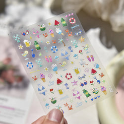 Summer Beach Bikini Watermelon Cat Popsicle Swim Ring Ice Cream Shell Coconut Tree Nail Art Decoration Stickers Manicure Decals (Online Order Only)