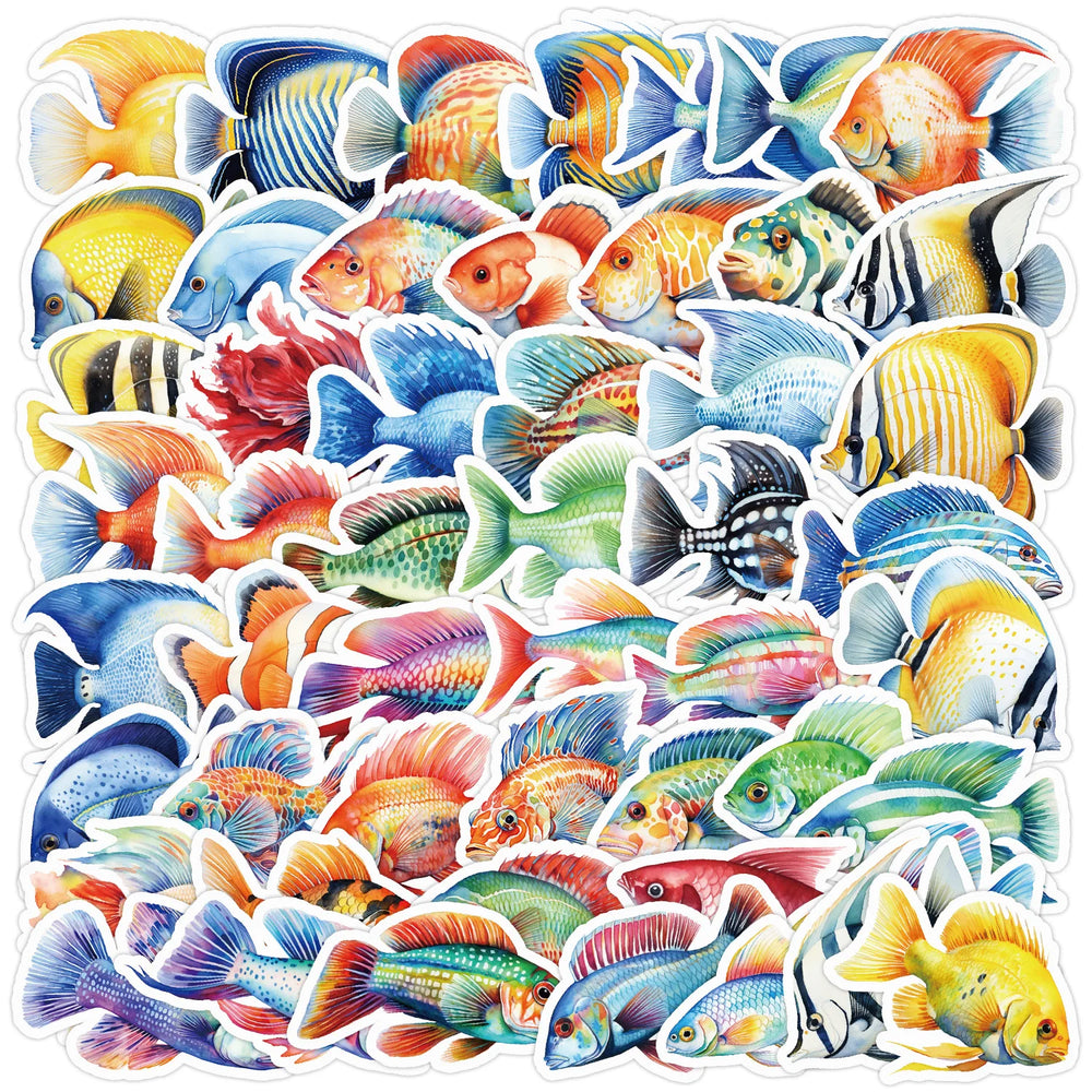 50Pcs Cartoon Marine Fish Stickers for Helmet, Wall, DIY Decoration (ONLINE ORDER ONLY)