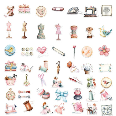10/30/50PCS Kawaii Pink Sewing PVC Sticker Aesthetic Chidlren's Stationery Decoration Scrapbooking School Supplies for Kids (ONLINE ORDER ONLY)